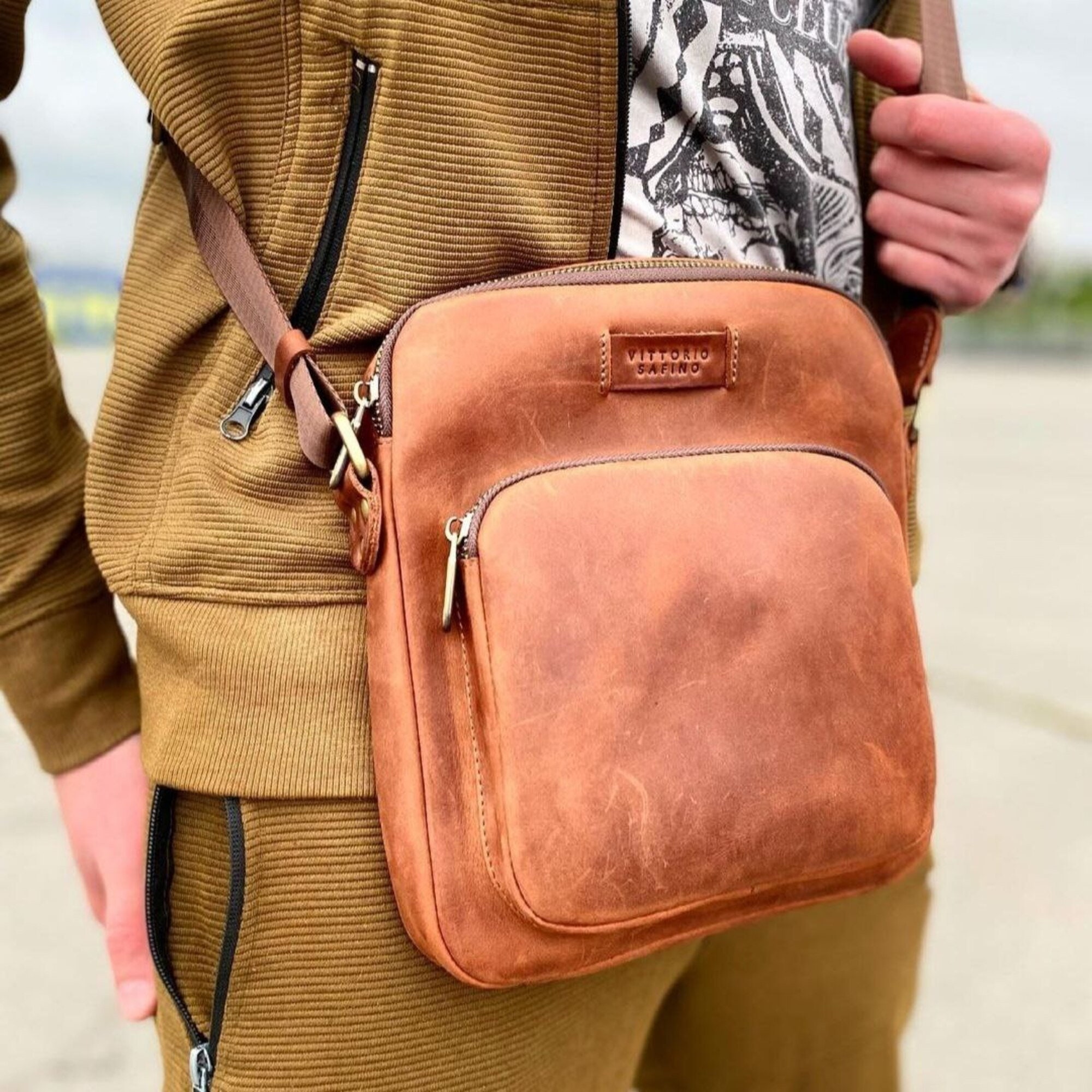 Leather Men's Bag Men's Crossbody Leather Bag Etsy