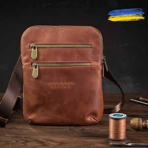 Small shoulder bag, Leather messenger bag for men, Minimalist style leather bag, Man crossbody bag, shoulder leather bag, Handmade bags