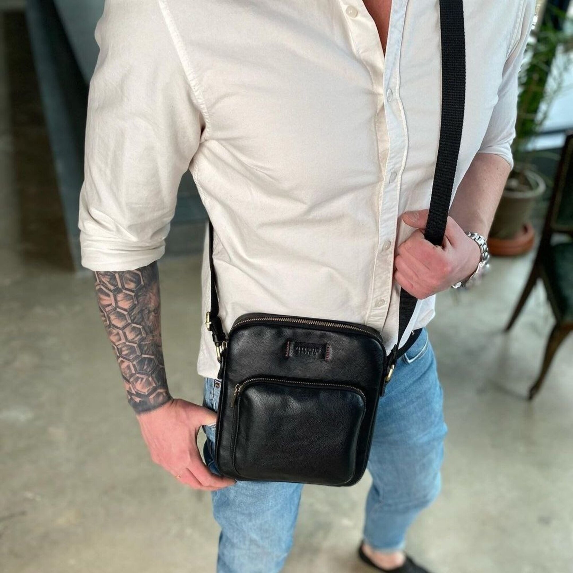 Leather Men's Bag, Men's Crossbody Leather Bag, Natural Leather Bag for