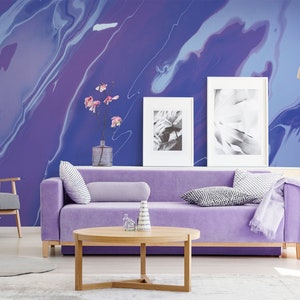 Blue and purple abstract marble wallpaper | Self Adhesive | Peel & Stick | Removable