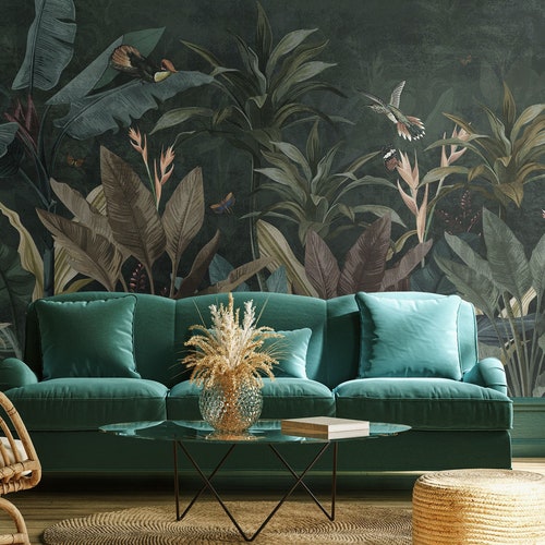 Green Tropical Jungle Wallpaper Self Adhesive Peel & Stick Etsy