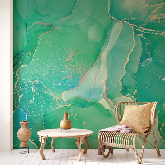 Leonardo Wallpaper in Green Marble