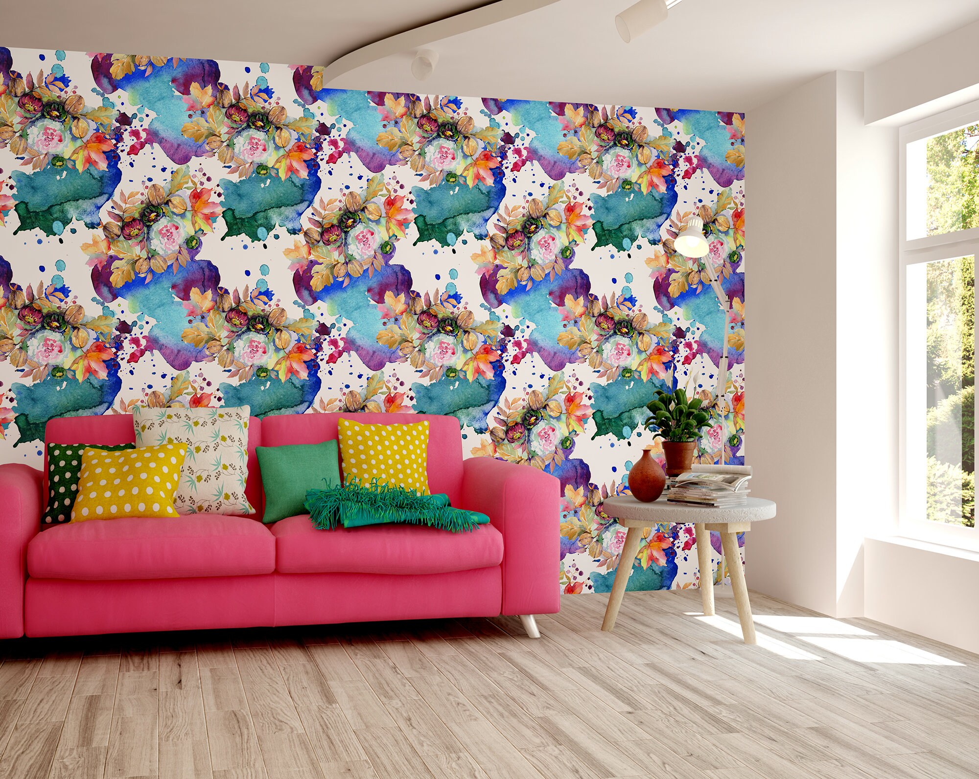 Watercolor Colorful Abstract Wallpaper With Spring Flowers | Self ...