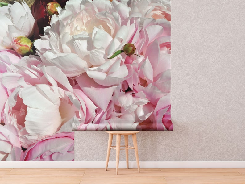 Big Peony Floral Wallpaper, Pink Flowers, Floral Wall Mural • Peel and ...