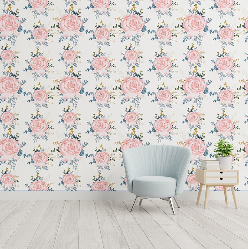 Self Adhesive Beautiful pink rose pattern wallpaper Peel /& Stick Removable