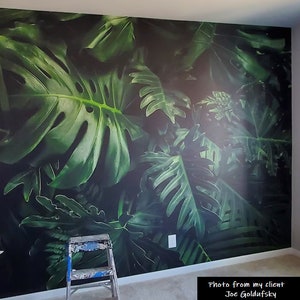 Tropical leaves wallpaper, monstera leaf, jungle print | Self Adhesive | Peel and Stick | Removable