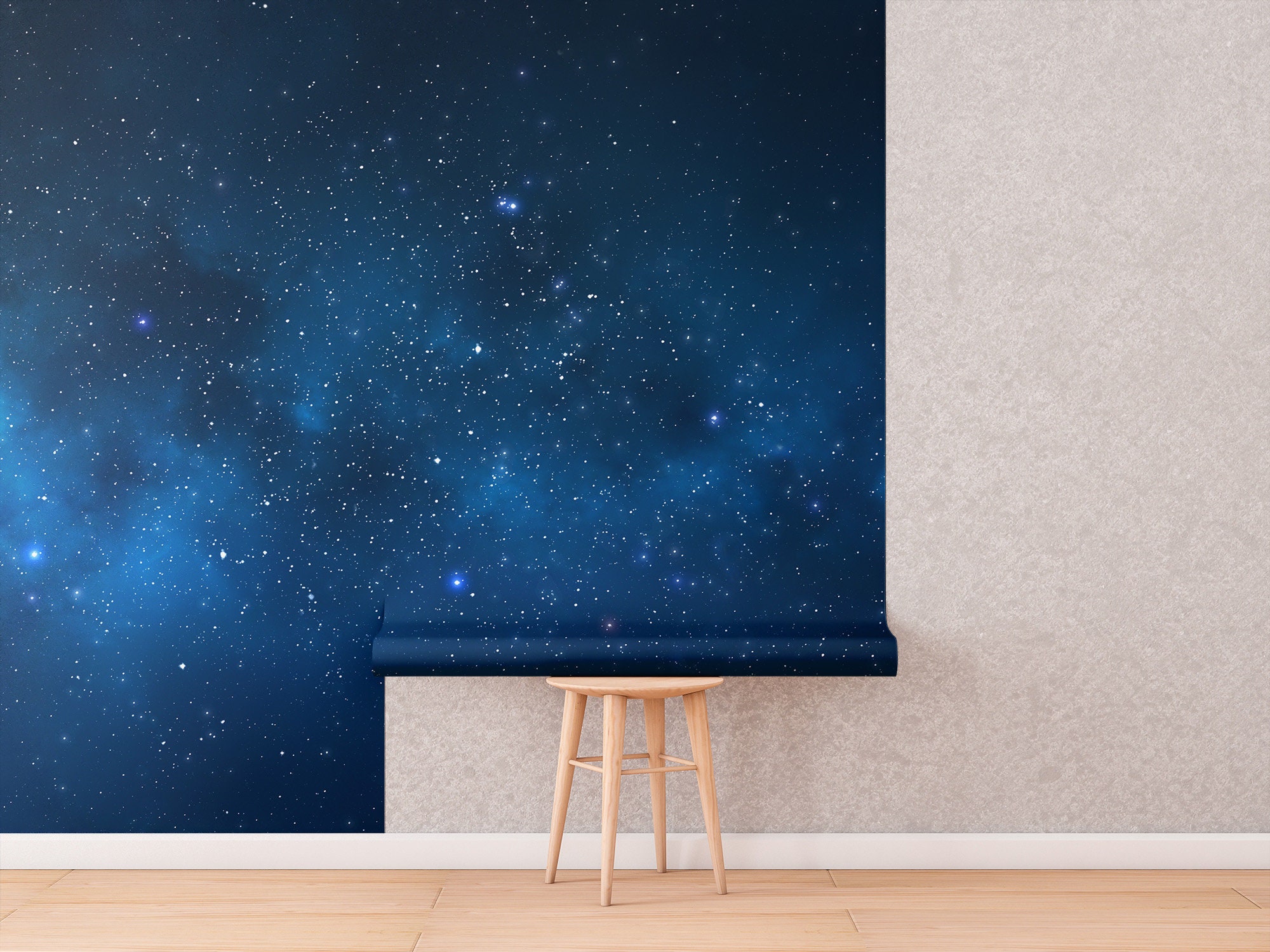 Blue Space Wallpaper, Cosmic Wall Mural With Stars • Peel and Stick ...