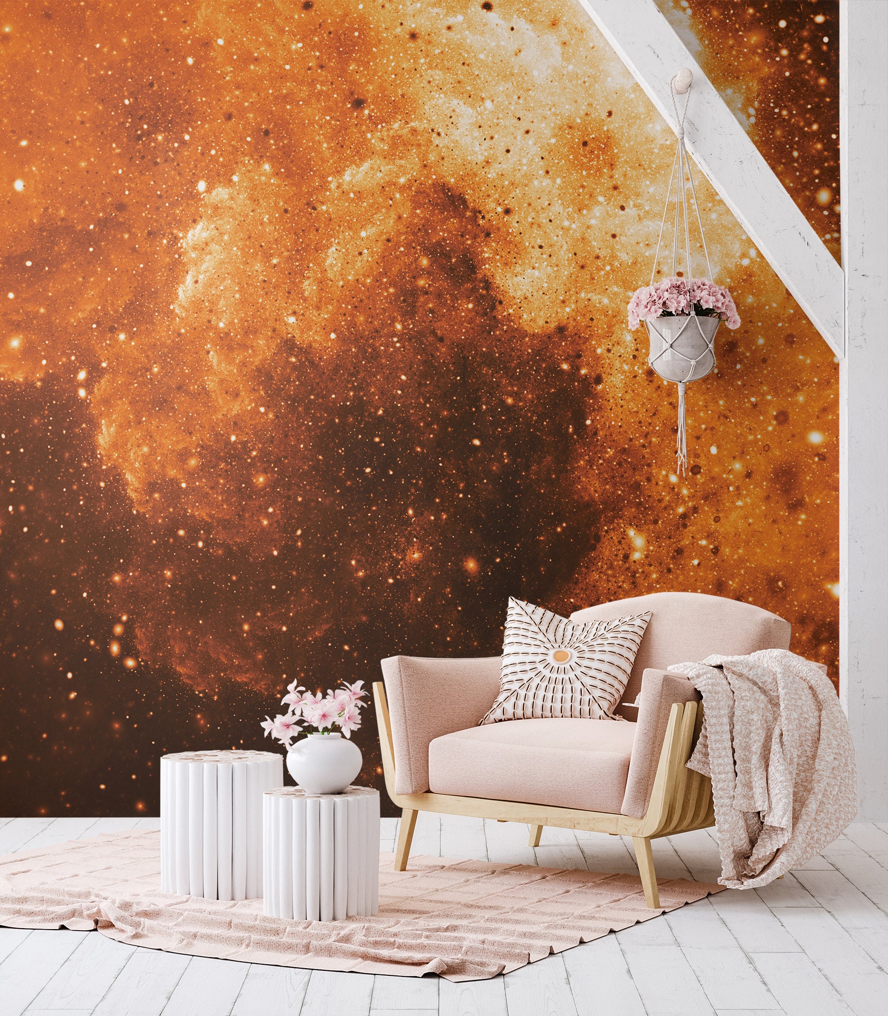 Orange Nebel, Sternenstaub und Sterne Tapete | Selbstklebend | Abziehen und  aufkleben | Abnehmbar - Etsy Schweiz, image size:1748x2000