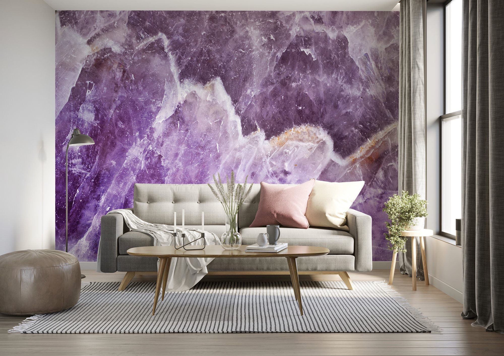 Polished Amethyst Stone Wallpaper Purple Crystal Wallpaper | Etsy