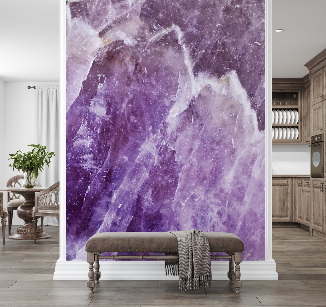 Polished Amethyst Stone Wallpaper Purple Crystal Wallpaper | Etsy