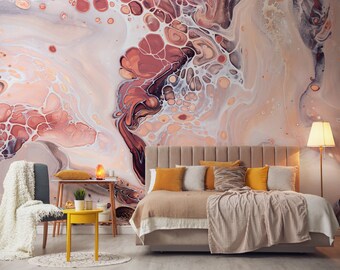 Pink Marble Mural, Pink Stone Wallpaper, Acrylic pattern | Self Adhesive | Peel & Stick | Removable
