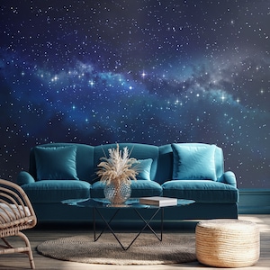 Dark Blue Cosmic Wallpaper, Space & Stars Wall Mural • Peel and Stick ...