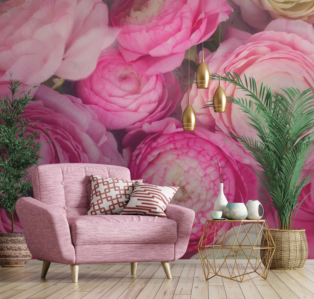 Fresh Pink Peonies Photo Wallpaper | Self Adhesive | Peel & Stick ...