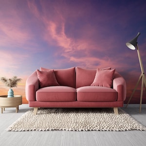 Sunset Sky Wallpaper, Colorful Sky & Clouds Wall Mural • Peel and Stick *self adhesive* or Non-Pasted Vinyl Materials •