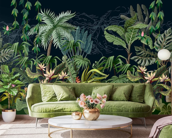 Realistic Tropical Jungle Plants Landscape Mural   Wallmur Jungle Green  HD wallpaper  Pxfuel