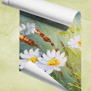 Oil painted floral meadow photo wallpaper, floral landscape mural | Self Adhesive | Peel & Stick | Removable image 4