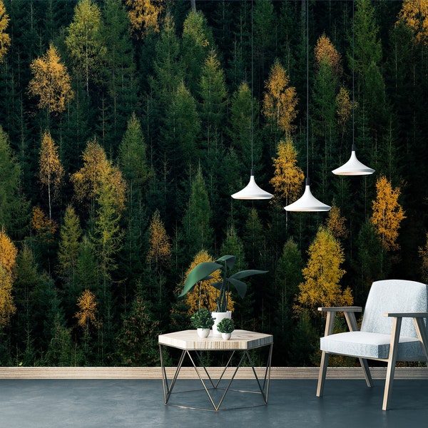 Peel and Stick Wallpaper Forest Green Etsy