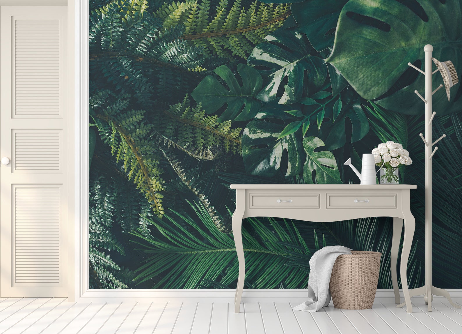 Artificial Fern and Monstera Leaves Wallpaper Tropical | Etsy