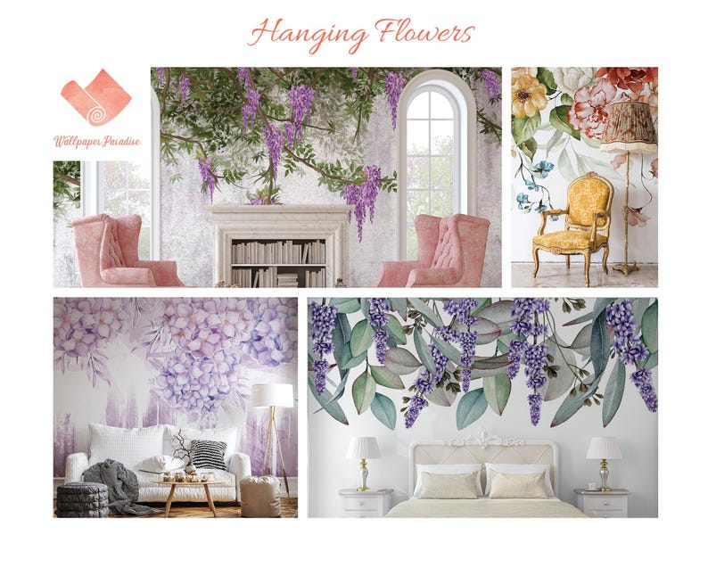 Passiflora & Humming Bird Blue Wallpaper, Botanical Wall Mural • Peel ...