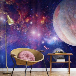 Carta da parati spaziale, decorazione murale galassia cosmica, carta da parati pianeta • Stacca e incolla *autoadesivo* o materiali vinilici non incollati •