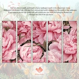 Big Pink Peonies Wall Mural, Pink Floral Wallpaper, Peony Print • Peel ...