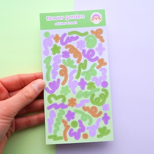 Hoja de pegatinas lindas kawaii pastel primavera flores jardín planta mariposa jardinería pegatinas deco polco diario planificador scrapbooking estético
