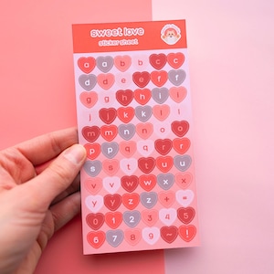 Hoja de pegatinas lindas kawaii pastel carta de amor corazón día de San Valentín beso flores pegatinas Deco Polco diario planificador scrapbooking estético