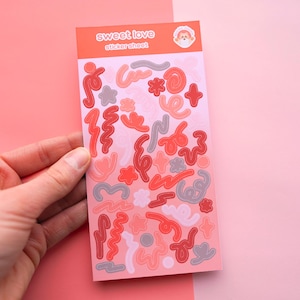 Hoja de pegatinas lindas kawaii pastel carta de amor corazón día de San Valentín beso flores pegatinas Deco Polco diario planificador scrapbooking estético