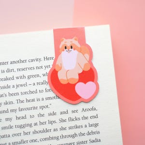 Marcapáginas magnético con forma de corazón, diseño de letras de amor pastel kawaii, beso de San Valentín, flores, accesorio estético para libros, regalo para amantes de la lectura, papelería