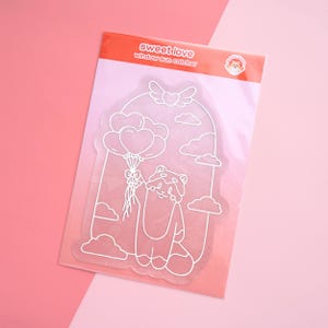 Calcomanía para ventana con atrapasol, diseño kawaii pastel, carta de amor, corazón, San Valentín, beso, flores, extraíble, reposicionable, reutilizable, decoración del hogar