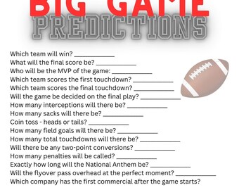 Big Game American Football Predictions and other fun games