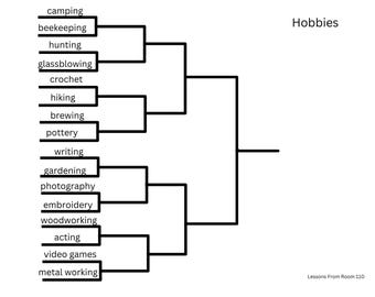 Pop culture debate bracket games family school fun music shows songs plus