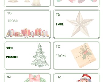 Classic, simple, traditional Christmas gift tags