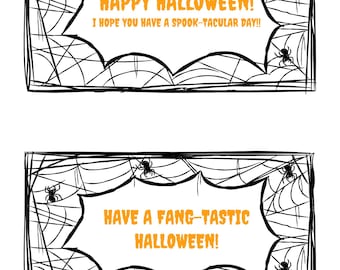 Halloween Teacher to Students Spooky Spiderweb greeting postcard color black and white versions high school elementary