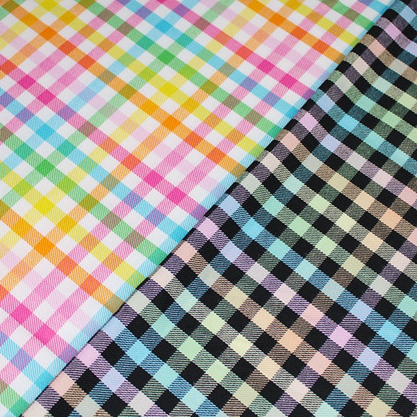 Rainbow Tartan- 2 colours, fabric by the metre, dress making fabric, tartan, rainbow, bright, pastel