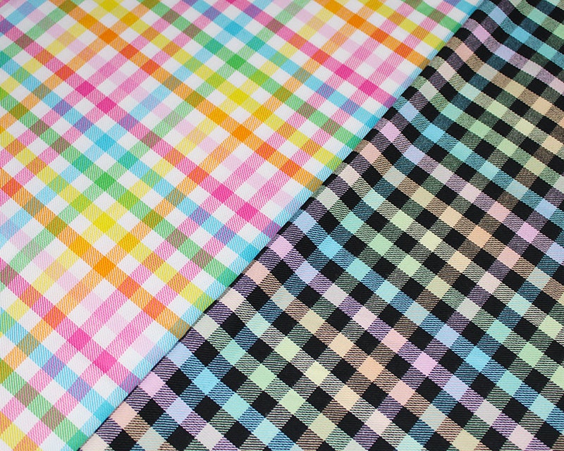 Rainbow Tartan 2 Colours, Fabric by the Metre, Dress Making Fabric