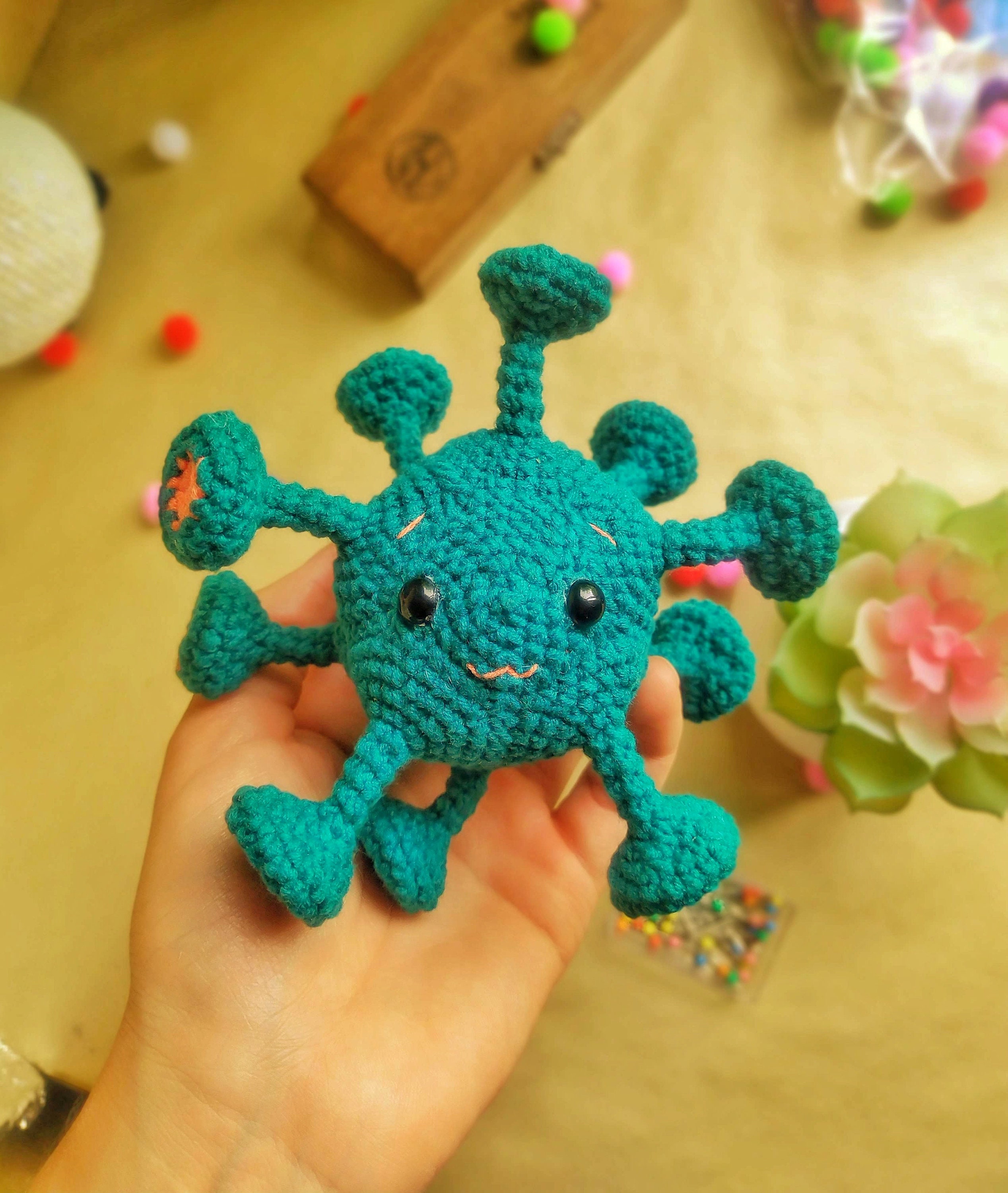 Plush virus molecule keychain Cute virus toys Accessories Etsy