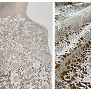 Premium Ivory Guipure Lace AMY, Floral Bridal Gown Lace, Crochet Knit Couture, Romantic Boho Chic Lace, Wedding Dress and Evening Dress Lace