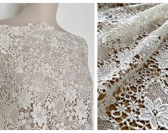 Tissu de dentelle Boho Guipure pour robe de mariée, dentelle de mariée brodée florale L1016