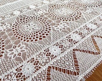 Geometrisch bestickte Brautspitze, Boho Brautkleid Stoff, Hochzeitskleid Stoff Meterware, L1021