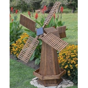 Amish-Made Stained Wooden Dutch Windmill Yard Decorations