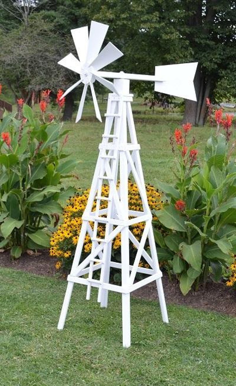 Amish-Made 82 Painted Wooden Farm Windmill Yard Decorations image 3