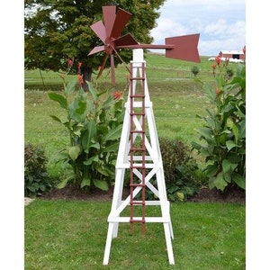 Amish-Made 82 Painted Wooden Farm Windmill Yard Decorations image 1