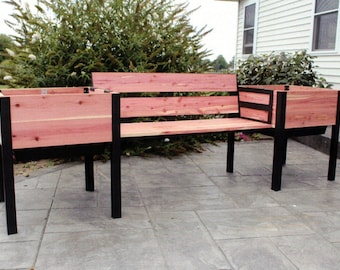 Harmony Acres Raised Cedar Garden Bed with 4' Bench