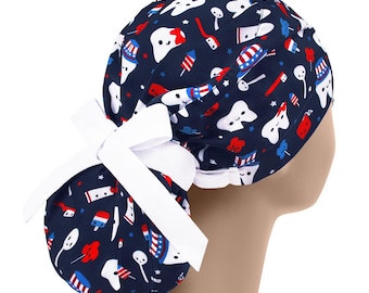 Scrub caps ponytail, dental surgical cap, scrub hats for women, nurse hat dentist, oral surgery hat, teeth scrub cap