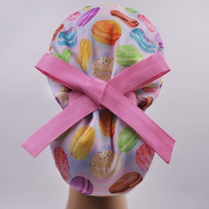 Womens scrub caps, surgical scrub hats, scrub hat, surgical scrub cap, macarons ponytail