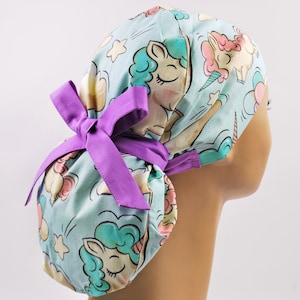 Scrub cap, scrub hat, womens scrub caps, scrub hats for women, unicorn ponytail