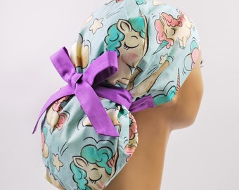 Scrub cap, scrub hat, womens scrub caps, scrub hats for women, unicorn ponytail