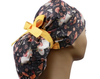 Scrub hat, scrub cap, surgical scrub hats, womens scrub caps, unicorn ponytail