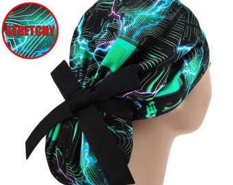 Ponytail scrub cap, soft surgical caps, scrub hats big hair, womens surgery hat, medical cap stretchy, pony surgical cap, matrix nurse cap